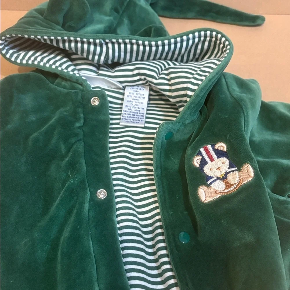 First impressions baby boy bear vintage velour cozy